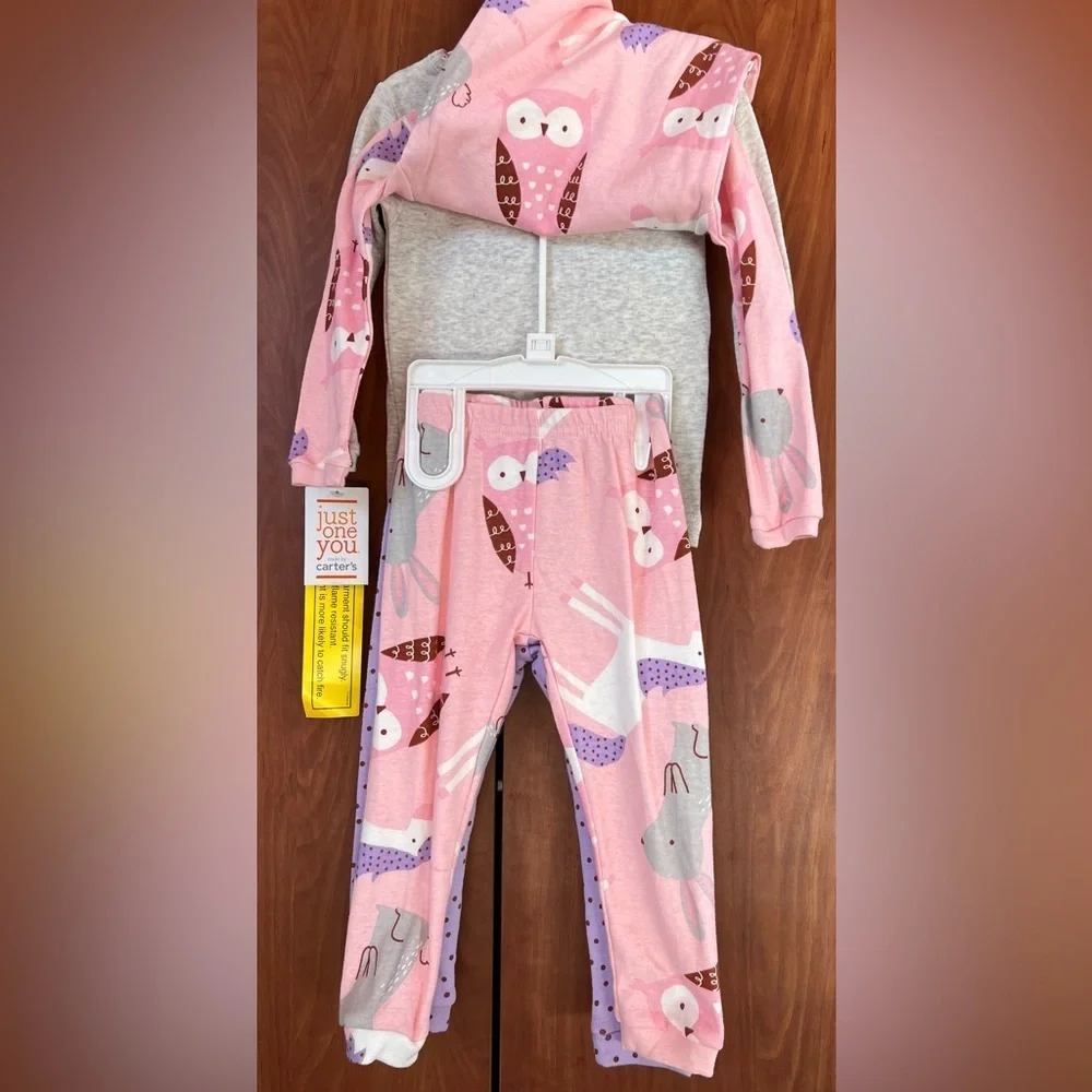 Carter’s Just One You - 4pc Unicorn and Owl Pajamas Toddler Girls (Size 12m)